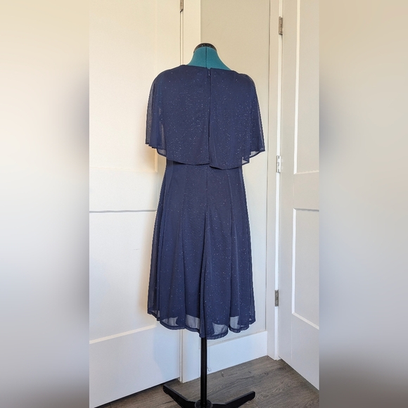 Glamour by Gabriella Skye sparkly midi dress navy blue fit and flare size 12 - Picture 2 of 4